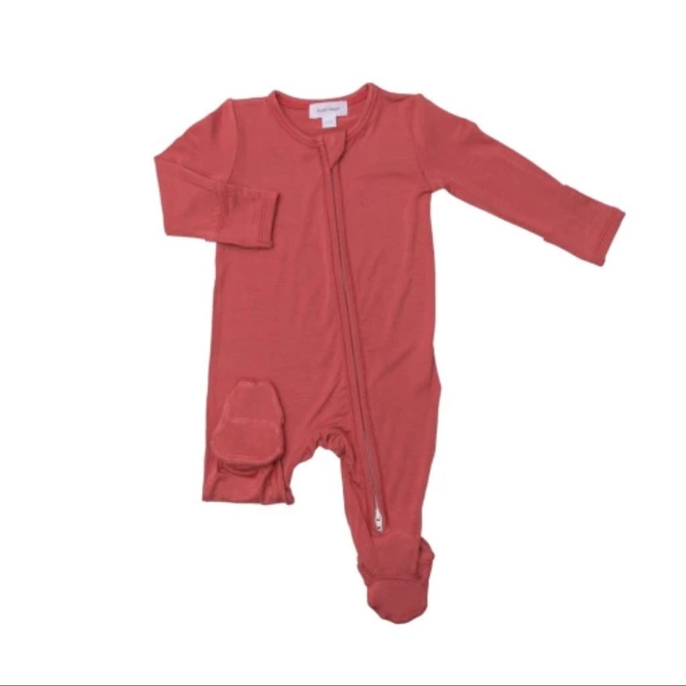 Angel Dear 2 Way Zipper Footie- Cranberry